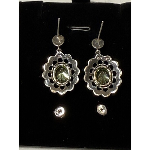 Dee Berkley Jewerly VINTAGE Earrings Sterling Silver Peridot Marcasite DBJ - Picture 7 of 13